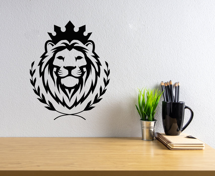 Vinyl Wall Decal Lion Head Luxury Icon Elegant Animal Predator Stickers Mural (g7297)