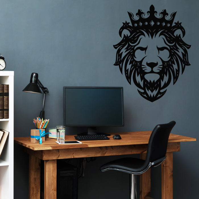 Vinyl Wall Decal Lion King Crown Predator Wild Animal Head Stickers Mural (g7228)