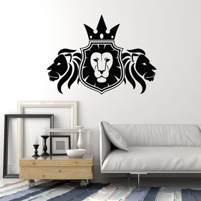 Vinyl Wall Decal African Wild Animals Lions Head King Symbol Stickers ...