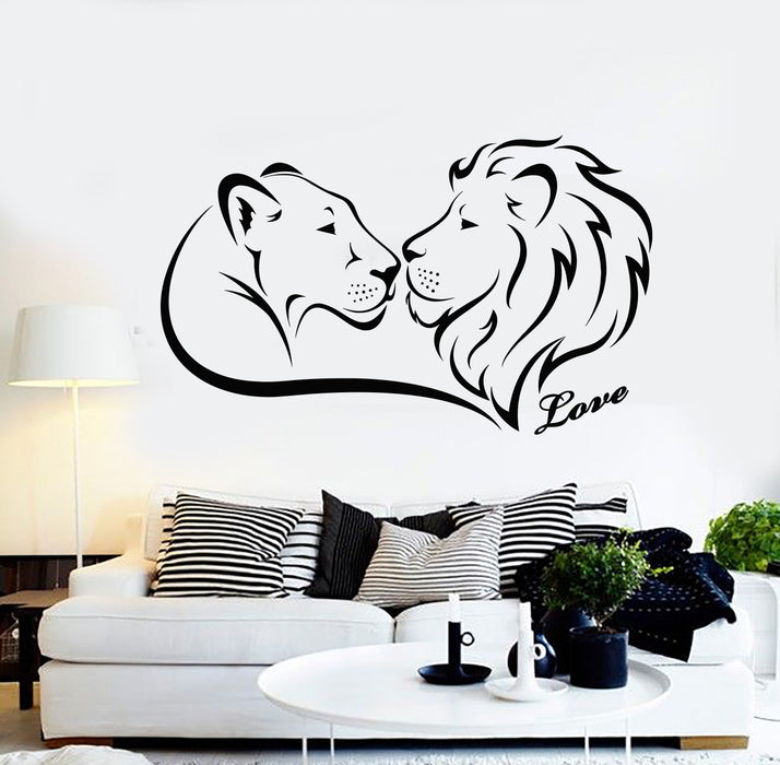 Vinyl Wall Decal Couple African Animals Lioness Leo Love Stickers Mural (g3270)