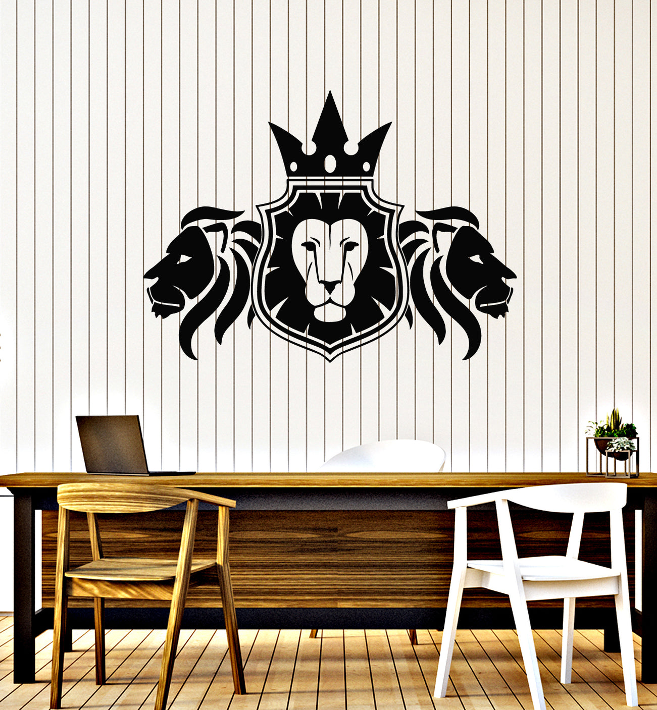 Vinyl Wall Decal African Wild Animals Lions Head King Symbol Stickers ...