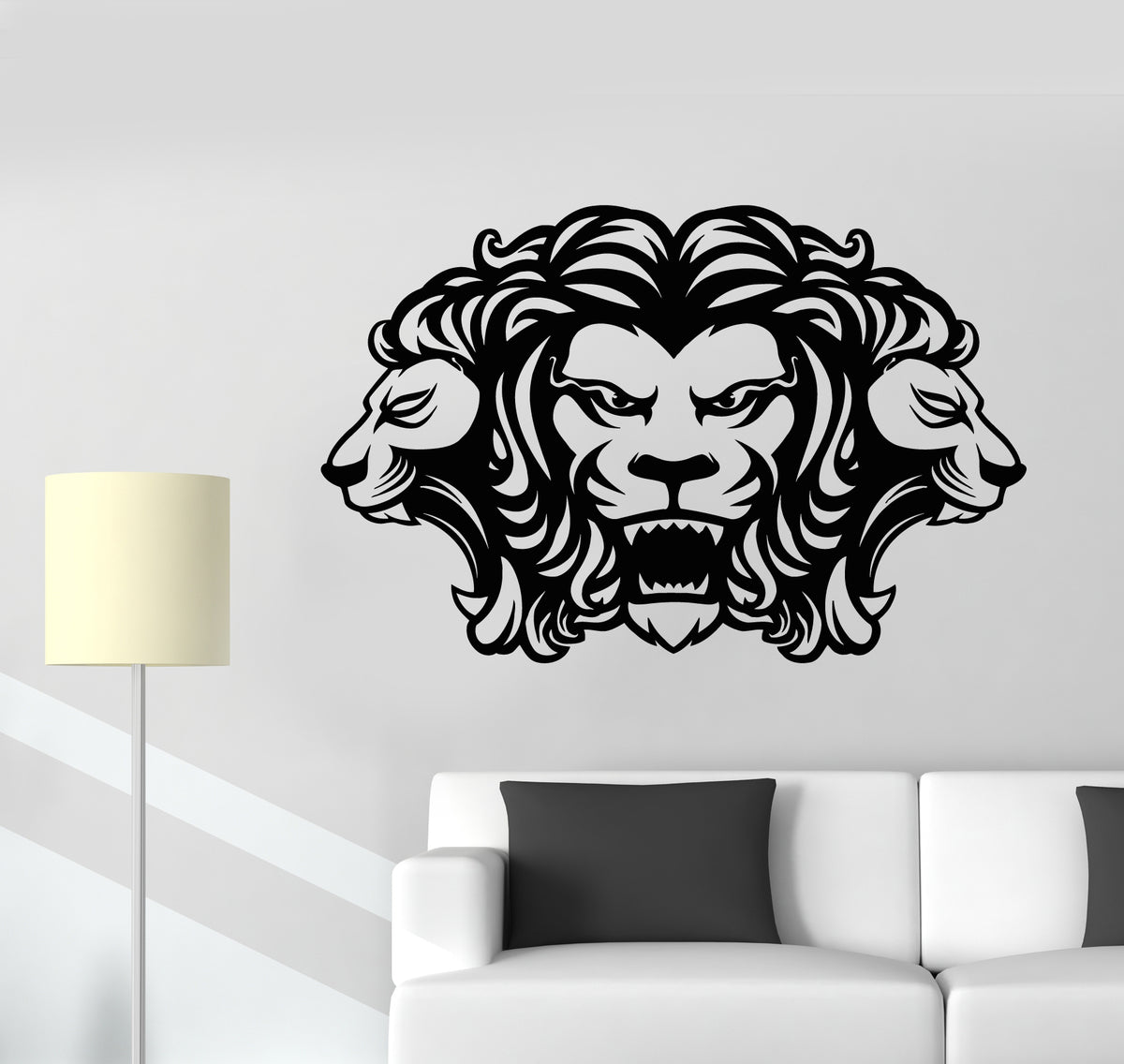Vinyl Wall Decal Wild Animal Lions Head Symbol Ornament Stickers Mural ...