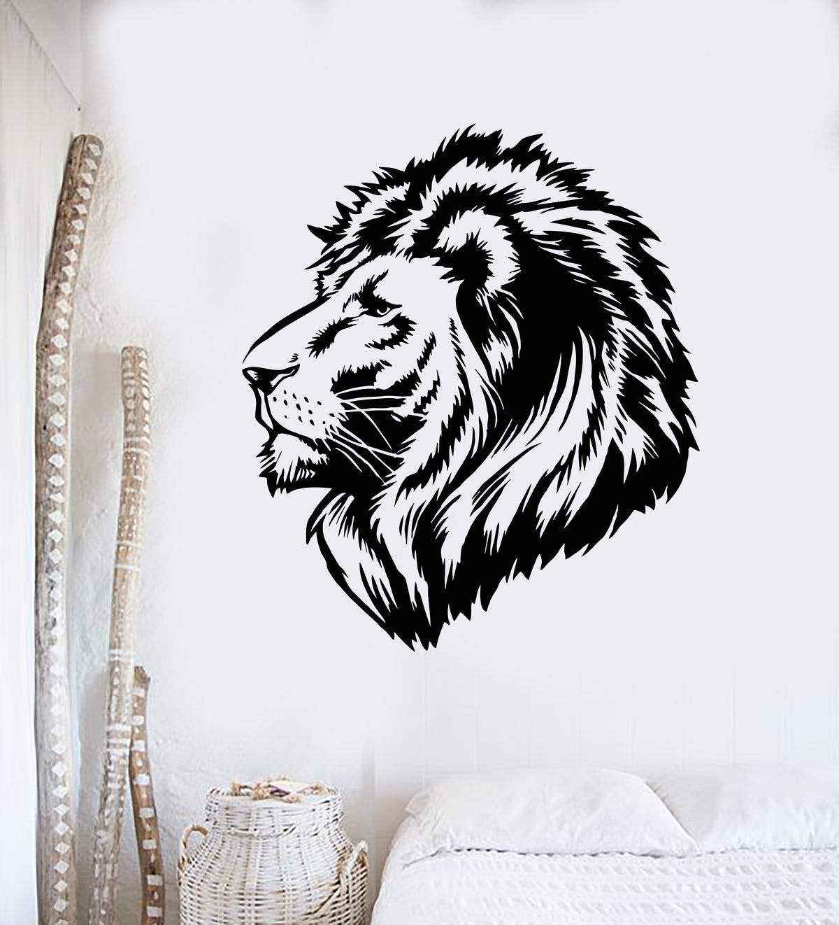 Vinyl Wall Decal Lion Head Tribal Symbol Wild Animal Predator Stickers ...