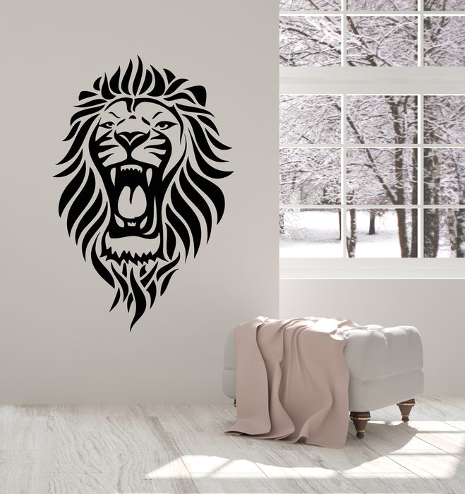 Vinyl Wall Decal Aggressive Lion Head Animal Predator Stickers Mural (g4361)