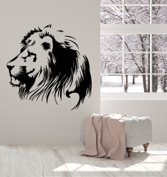 Vinyl Wall Decal Lion Head Wild Tribal Animal King Symbol Stickers Mural (g4891)