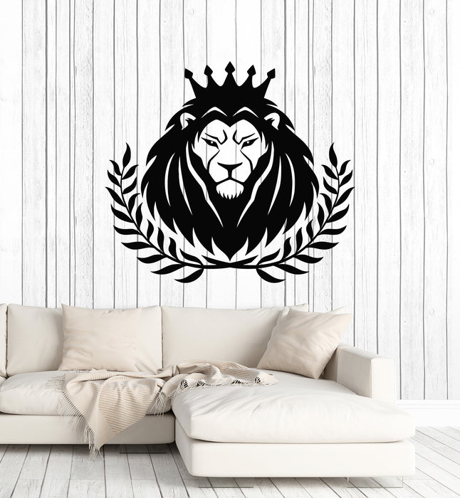 Vinyl Wall Decal Abstract Animal Lion Head King Crown Stickers Mural (g4900)