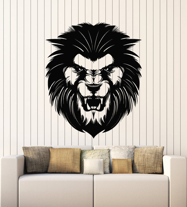 Vinyl Wall Decal Lion Predator Aggressive Tribal Animal Head Stickers Mural (g4966)