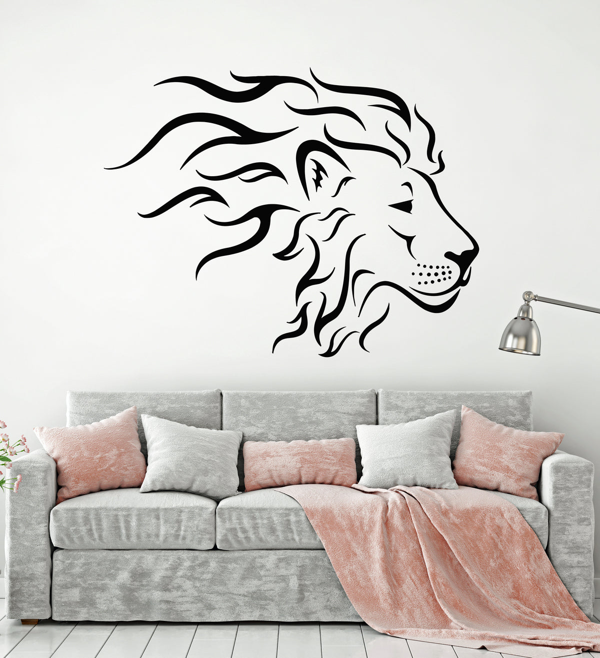 Vinyl Wall Decal Abstract Lion Head Tribal Wild Animal Stickers Mural ...