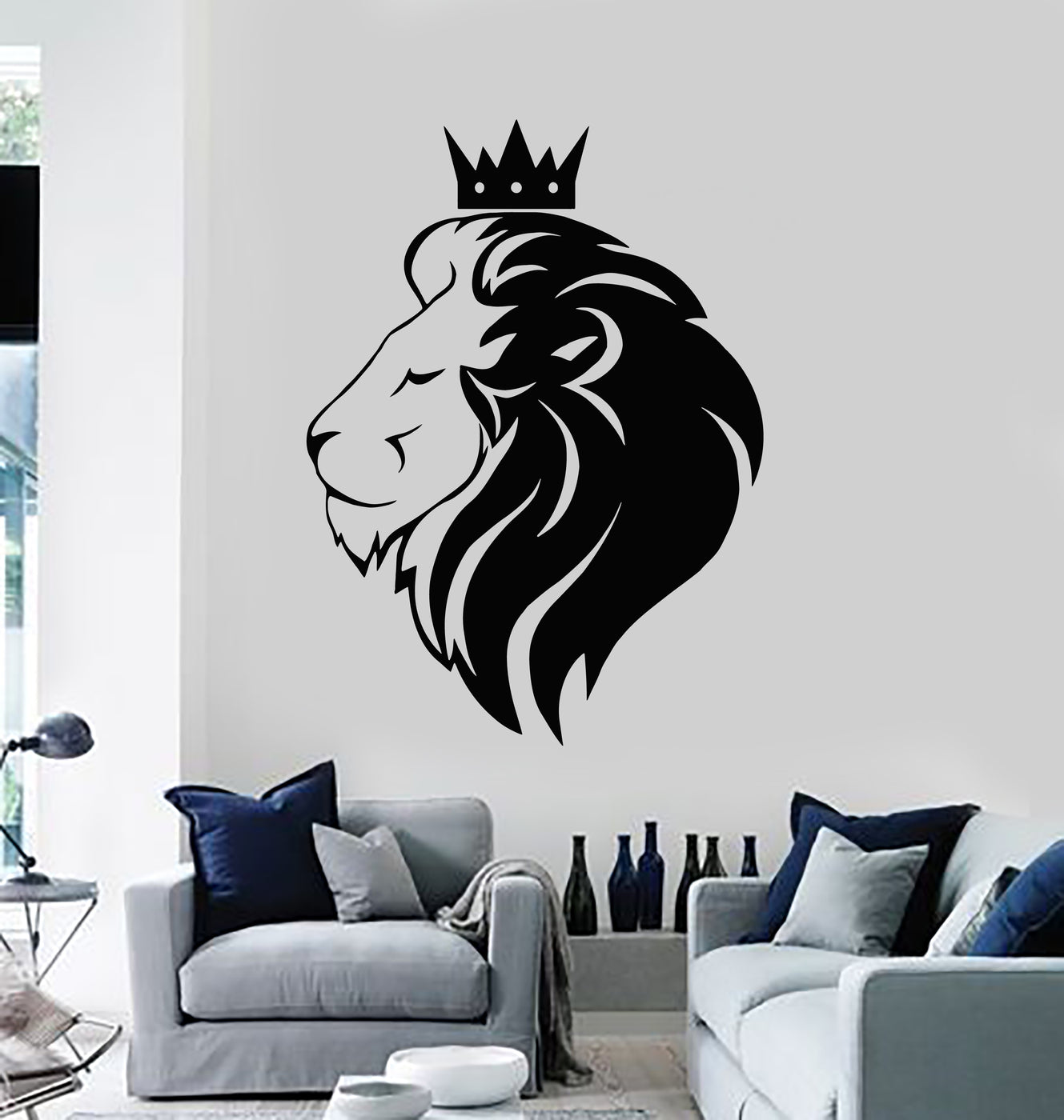 Vinyl Wall Decal Lion Head Predator King Tribal Symbol Wild Animal Sti ...