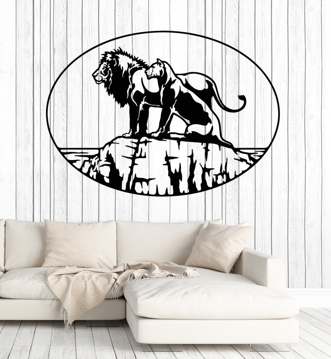 Vinyl Wall Decal Big Wild Cats Couple African Animals Lioness Lion Stickers Mural (g5830)
