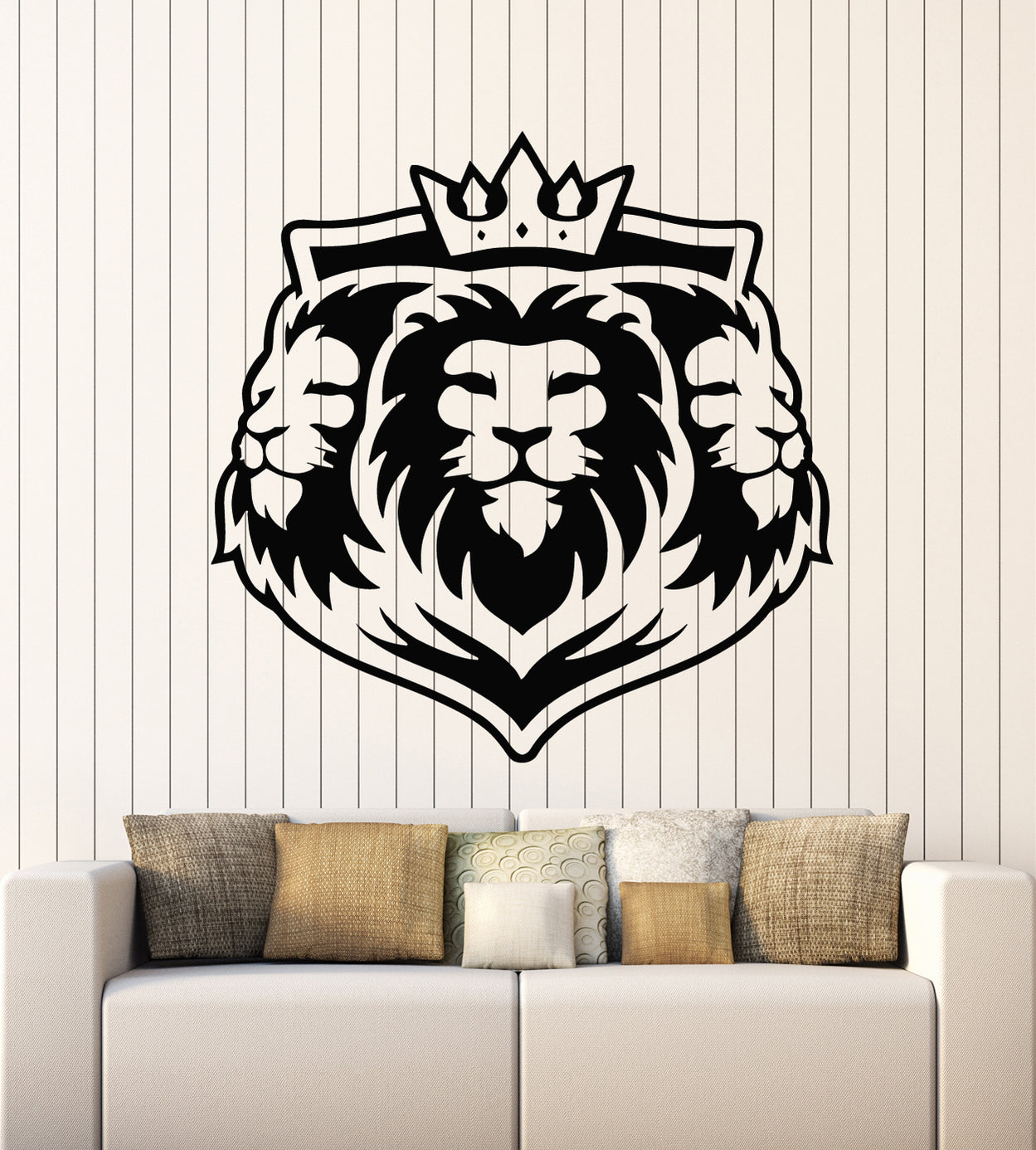 Vinyl Wall Decal Crown Lions Head Wild Animals Kindom Symbol Stickers ...