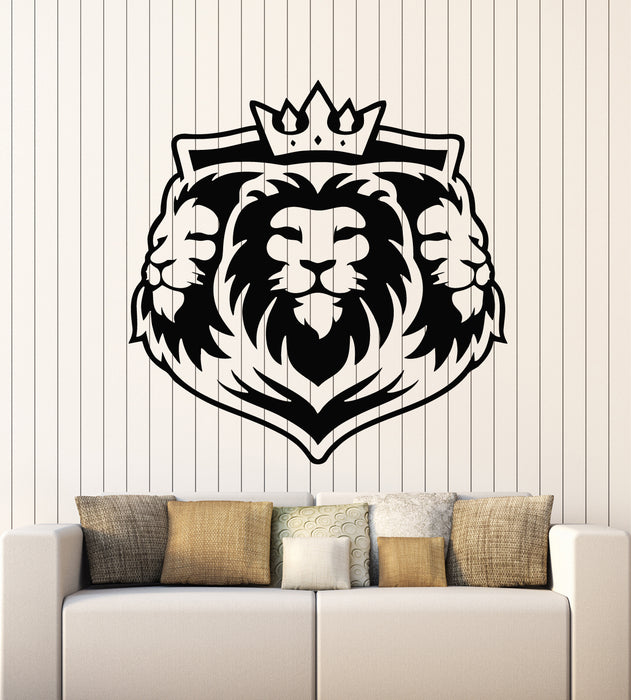 Vinyl Wall Decal Crown Lions Head Wild Animals Kindom Symbol Stickers Mural (g7670)