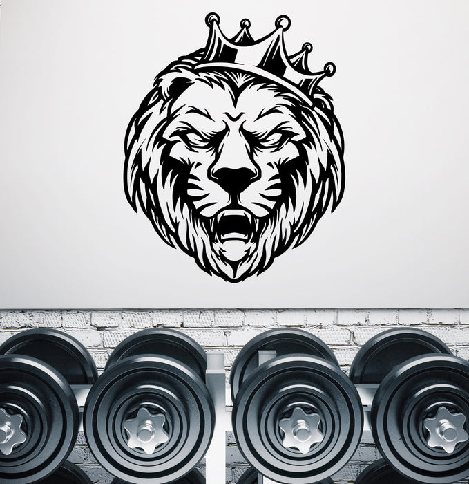 Lion Vinyl Wall Decal Decor for Gym Crown Predator Stickers Mural (k174)