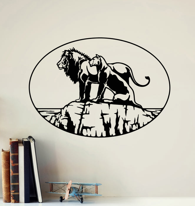 Vinyl Wall Decal Big Wild Cats Couple African Animals Lioness Lion Stickers Mural (g5830)