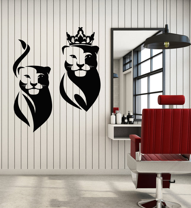 Vinyl Wall Decal Animals King  Lion And Lioness African Family Stickers Mural (g7707)