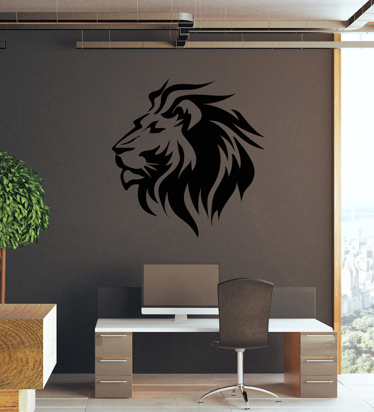 Vinyl Wall Decal Lion Head Predator African Wild Animal Stickers Mural ...
