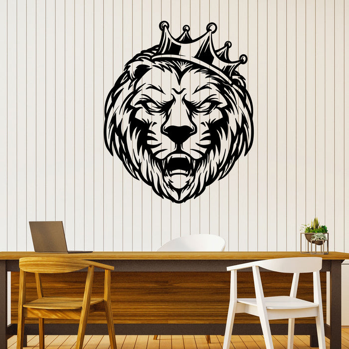 Lion Vinyl Wall Decal Decor for Gym Crown Predator Stickers Mural (k174)