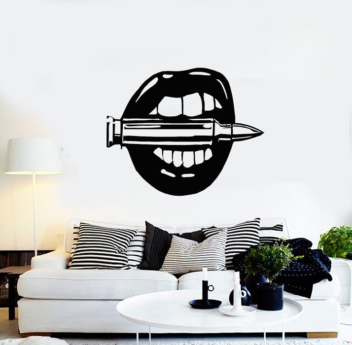 Vinyl Wall Decal Sexy Girl Female Lips Woman Bullet Shooting Range Stickers Mural (g670)