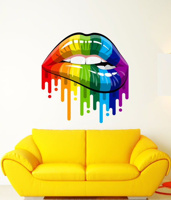 Colored Hot Sexy Female Lips Woman Rainbow Cool Full Color Interior Exterior Mural for Walls or Cars (igc001)