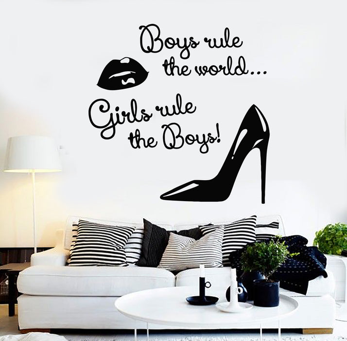 Vinyl Wall Decal Woman Lips Shoe Rules Quote Decor Stickers Mural (g178)