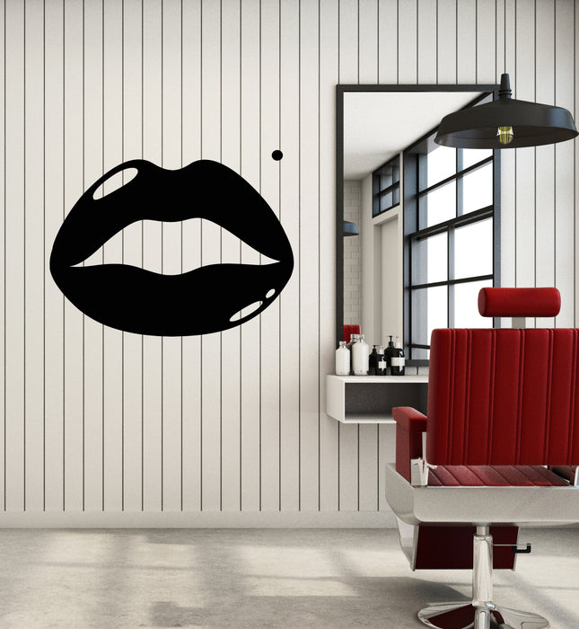 Vinyl Wall Decal Full Sexy Lips Ladies' Room Girl Fashion Mole Beauty Stickers Mural (g1074)