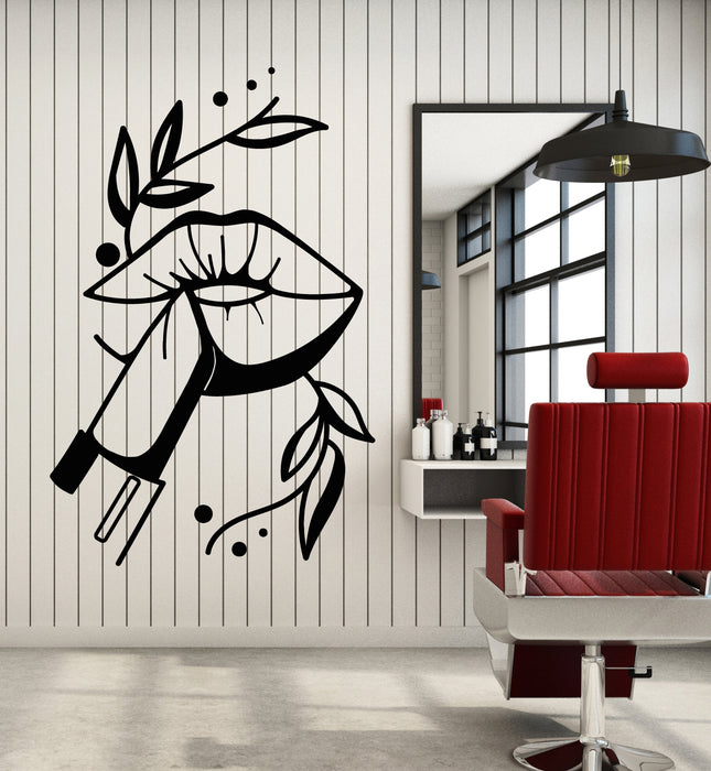 Vinyl Wall Decal Makeup Girl Lips Lipstick Beauty Salon Stickers Mural (g5791)