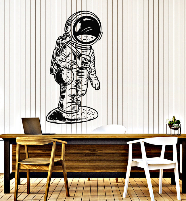 Vinyl Wall Decal Little Astronaut Planet Spaceship Space Kid's Room Stickers Mural (g6999)