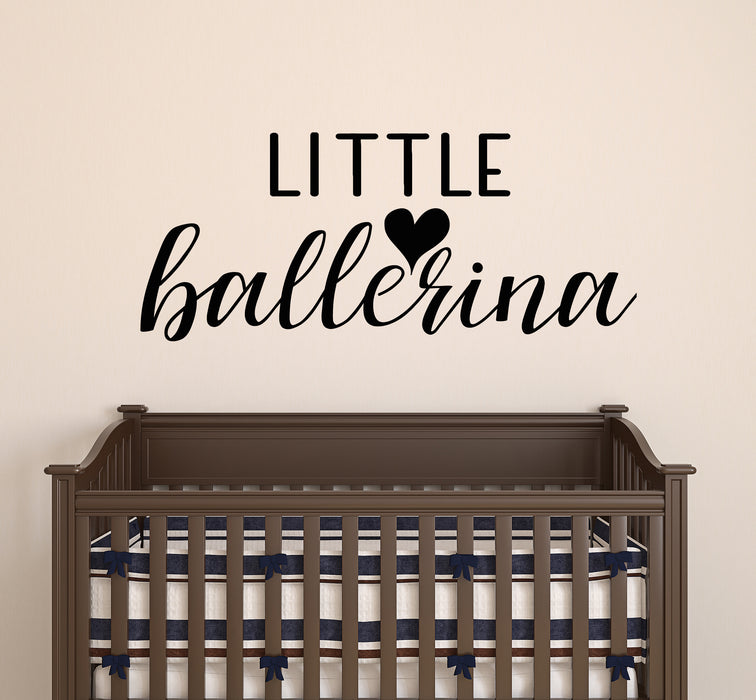 Vinyl Wall Decal Little Ballerina Heart Children's Room Decor Stickers Mural 22.5 in x 9.5 in gz179