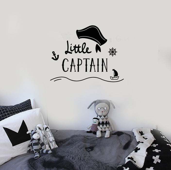 Vinyl Wall Decal Little Captain Kids Room Nautical Art Sailor Decoration Stickers Mural (ig5514)