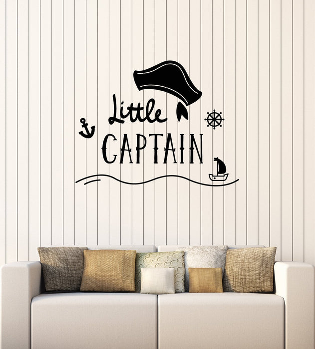 Vinyl Wall Decal Little Captain Kids Room Nautical Art Sailor Decoration Stickers Mural (ig5514)