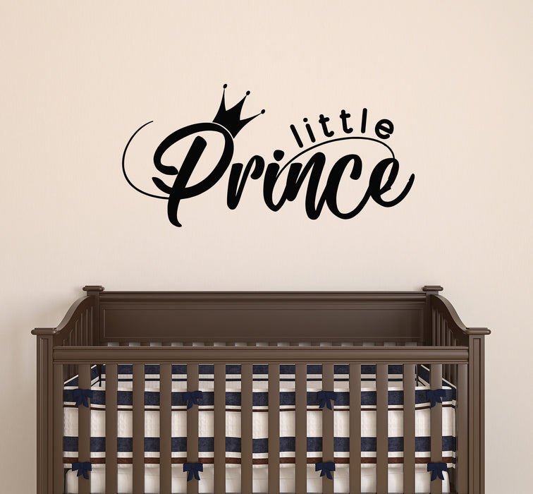 Виниловая наклейка на стену Корона Маленький принц Логотип Слова Декор для комнаты Наклейки Фреска 22,5 дюйма x 11 дюймов gz182