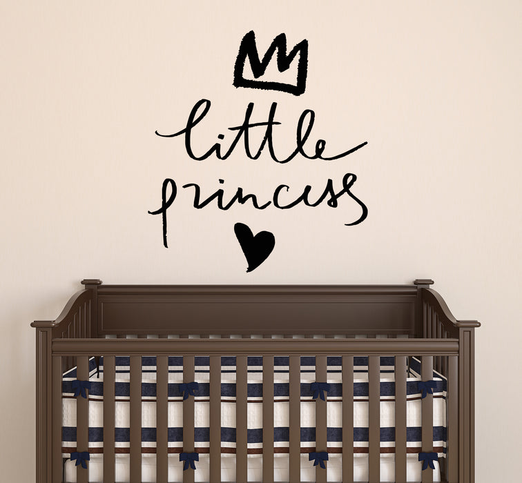 Виниловая наклейка на стену Детская комната Маленькая принцесса Буквы Любовь Корона Наклейки Фреска 22,5 дюйма x 20 дюймов gz181