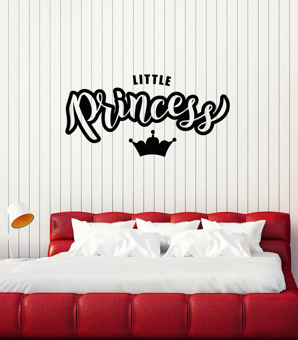 Vinyl Wall Decal Little Princess Crown Bedroom Nursery Kids Girl Room Stickers Mural (ig6084)
