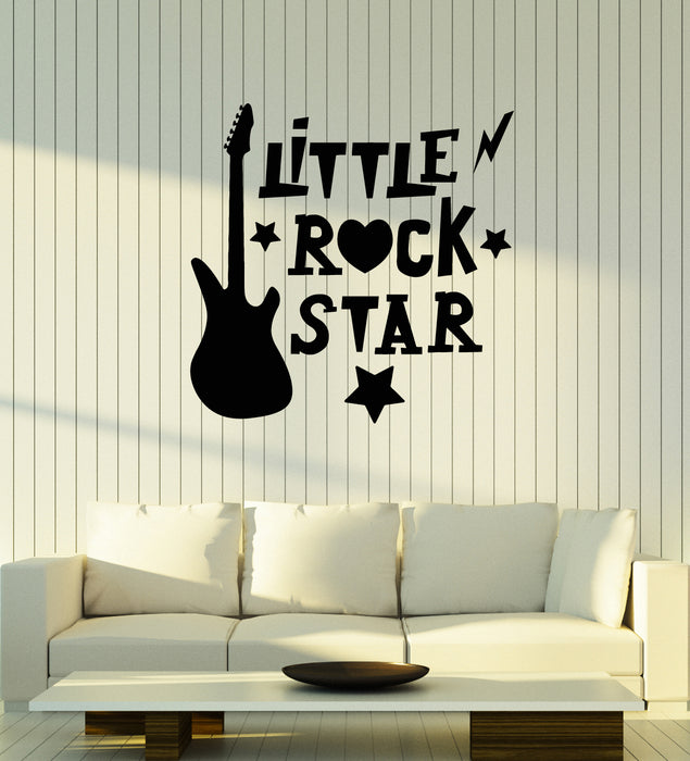 Autocollant mural en vinyle Little Rock Star Guitare électrique Garçon Fille Enfants Chambre Autocollants Mural (g1894)
