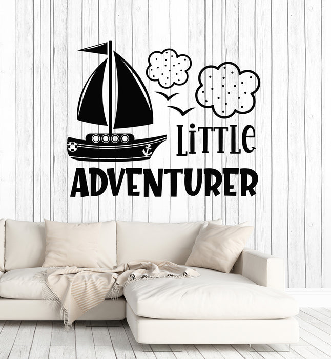 Vinyl Wall Decal Little Adventure Boy Room Phrase Boat Sea Stickers Mural (g7203)