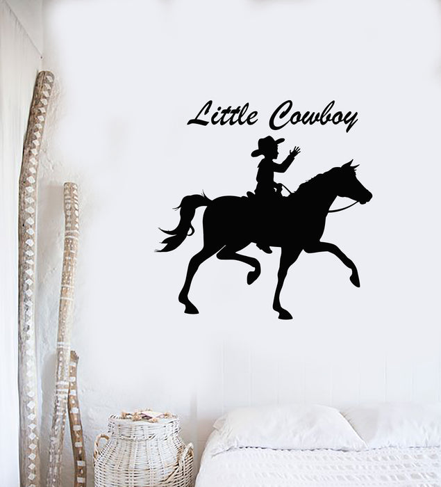 Vinyl Wall Decal Little Cowboy Children's Equestrian Center Stickers Mural (g3631)