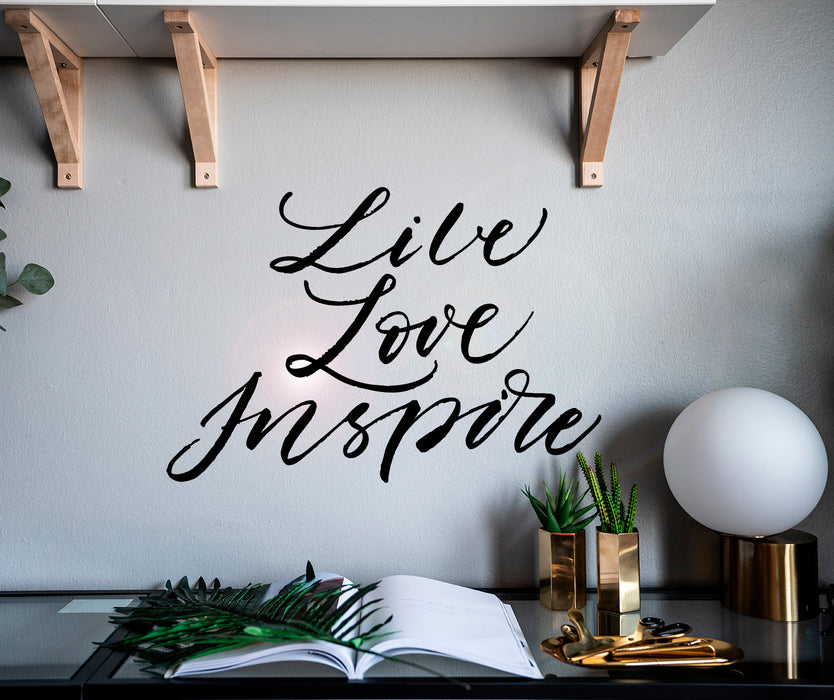 Autocollant mural en vinyle avec inscription « Live Love Inspire » pour décoration d'intérieur, 57,1 cm x 38,1 cm, gz185