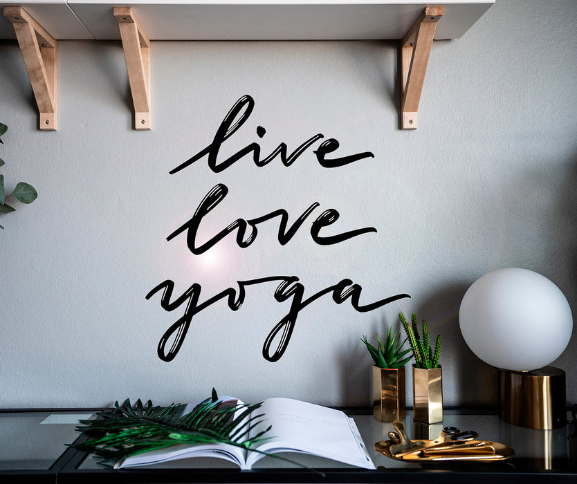 Autocollant mural en vinyle avec lettres et mots Live Love Yoga Meditation Room Stickers Mural 22,5 po x 22,5 po gz091