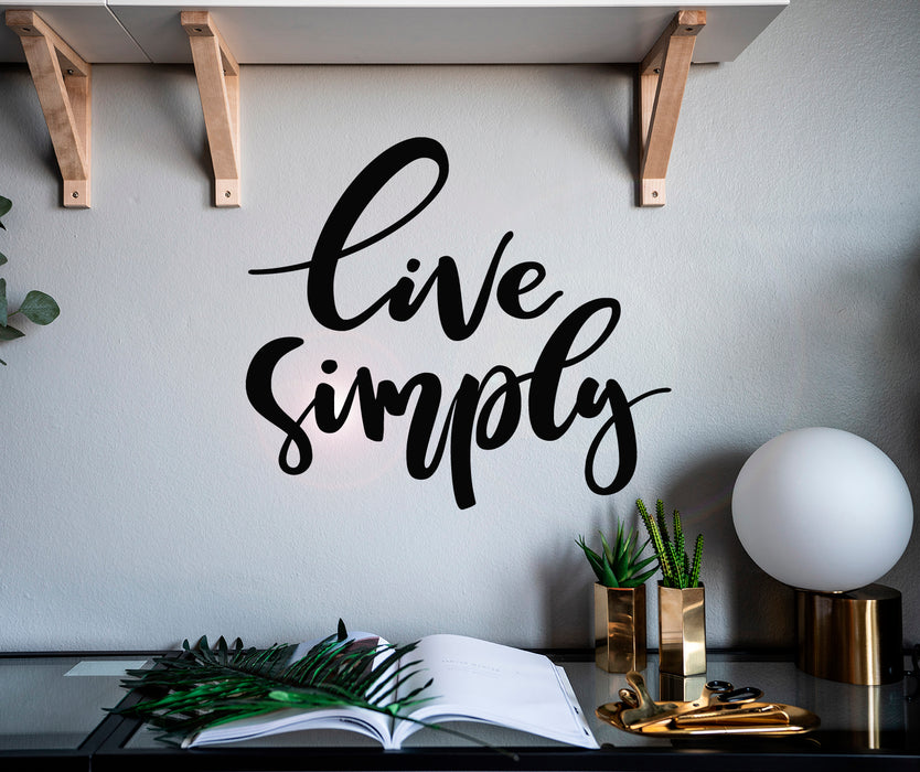 Autocollant mural en vinyle avec citation « Live Simply Home Interior Stickers » 22,5 po x 20 po gz186