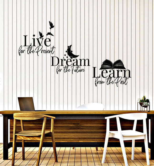 Vinyl Wall Decal Live Dream Learn Book Words Quote Decor Stickers Mural (g6231)