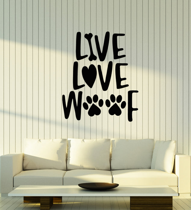 Виниловые наклейки на стену со словами Live Love Woof Paws Pets Nursery Decor Stickers Mural (g4118)
