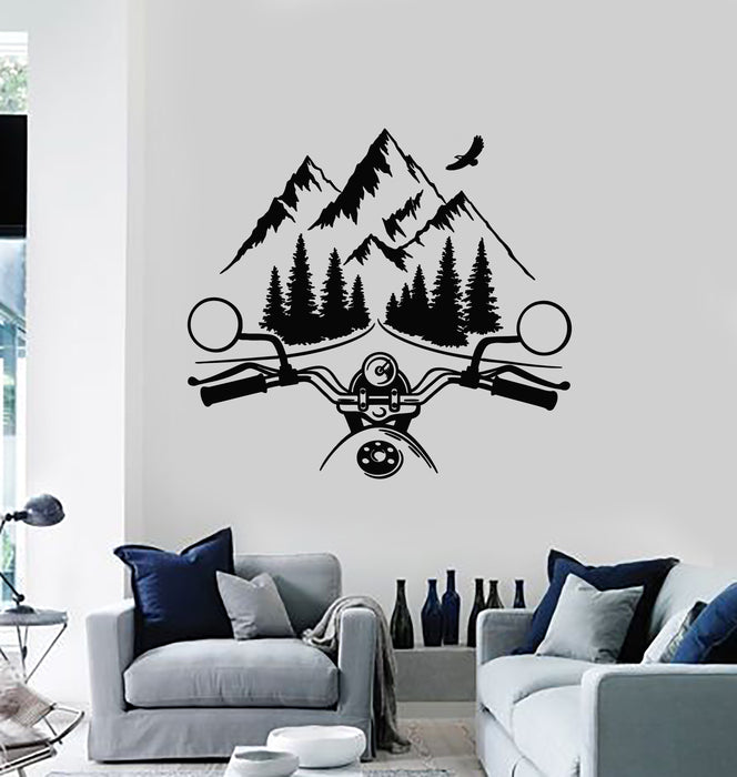 Vinyl Wall Decal Living Room Adventure Mountains Wildlife Motorbike Stickers Mural (g4662)