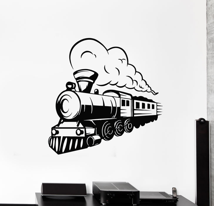 Vinyl Wall Decal Train Locomotive Steam Railway Transport Stickers Mural (g1204)