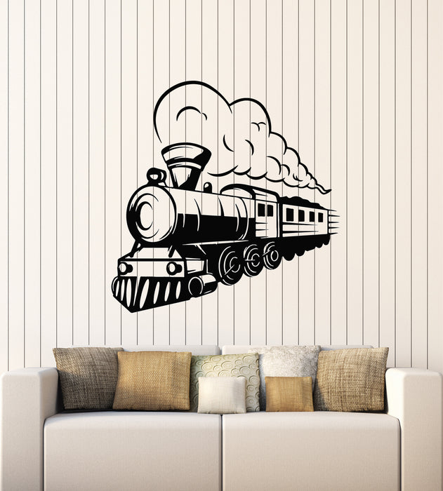 Vinyl Wall Decal Train Locomotive Steam Railway Transport Stickers Mural (g1204)