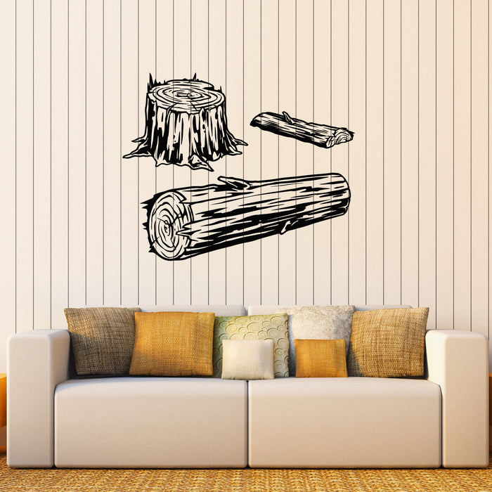 Vinyl Wall Decal Wood logs And Stump Woodworking Decor Stickers Mural (g8199)
