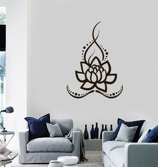 Vinyl Wall Decal Lotus Flower Meditation Room Yoga Studio Hinduism Stickers Mural (ig5447)