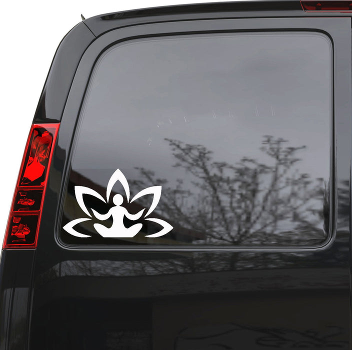 Auto Car Sticker Decal Lotus Pose Flower Buddhism Yoga Truck Laptop Window 8.1" by 5" Unique Gift ig3424c