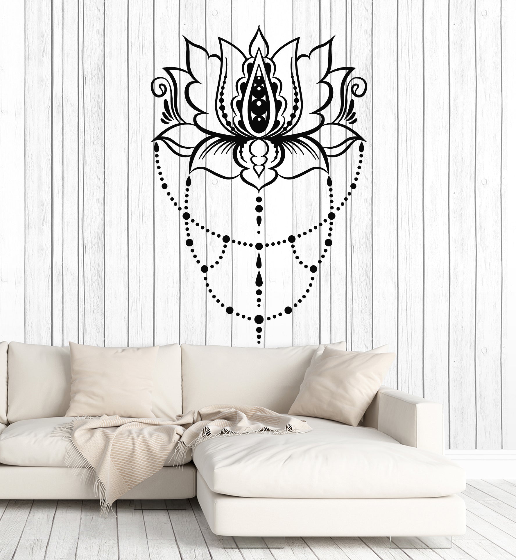 Vinyl Wall Decal Lotus Hindu Symbol Abstract Flower Yoga Studio Sticke ...