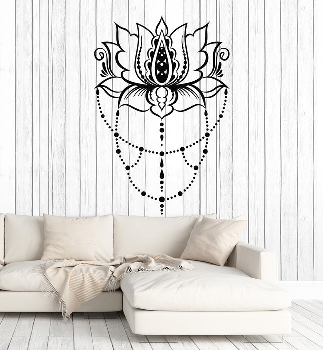 Vinyl Wall Decal Lotus Hindu Symbol Abstract Flower Yoga Studio Stickers Mural (g2424)