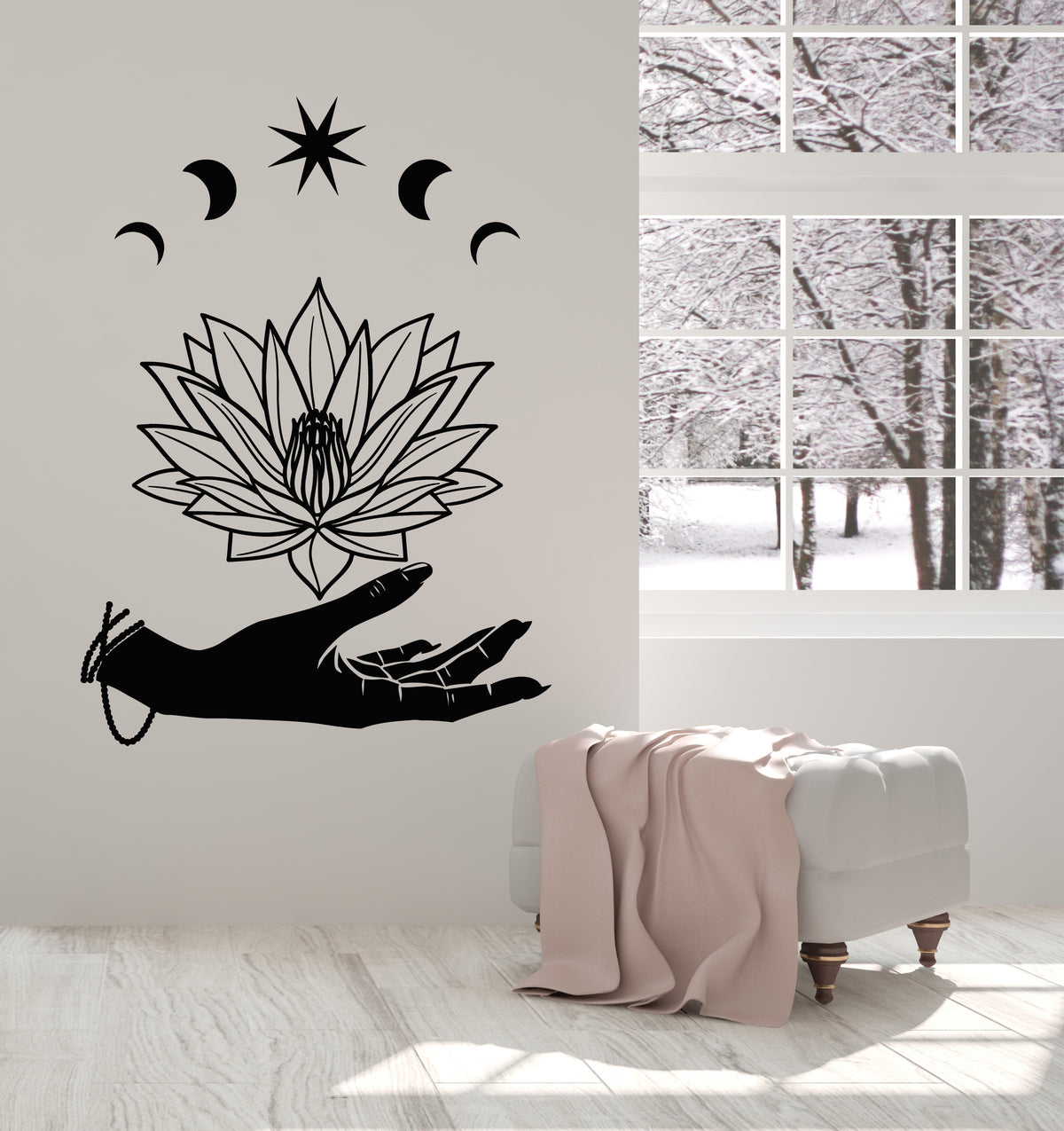 Vinyl Wall Decal Yoga Studio Room Hand Spa Relaxation Lotus Flower Sti ...